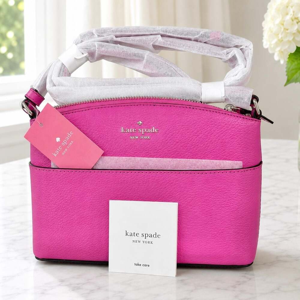 Kate Spade New York Pink Pebbled Leather Dome Crossbody Bag